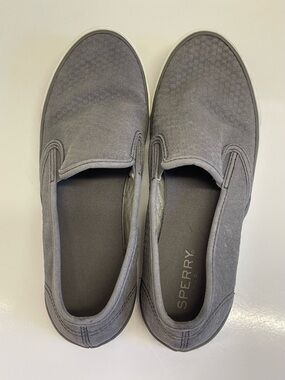 Sperry Crest Vibe Gray Canvas Slip On Sneakers Women’s 8.5 Casual Shoes
